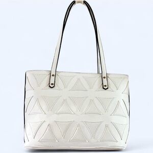 Giani Bernini White Tote Bag with Geometric Design